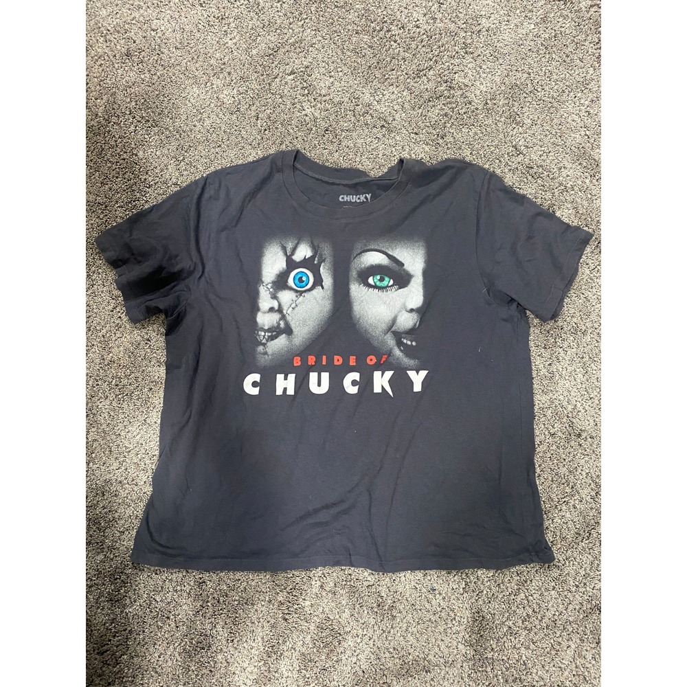 Chucky T-Shirt Bride of Chucky Horror Graphic Dark Gray Womens 3X Excellent